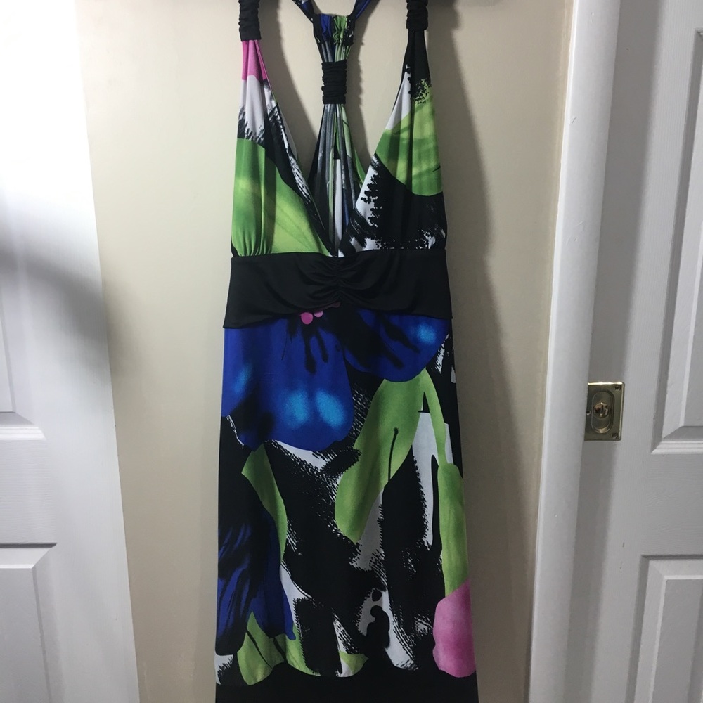Jamie Nicole Halter Floral Print Dress Tie Back 4X